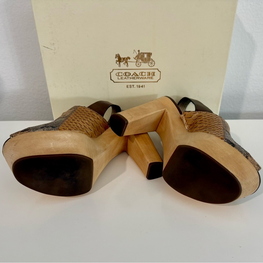 COACH Petrina Snake Print Platform Sandals RARE - Picture 6 of 12